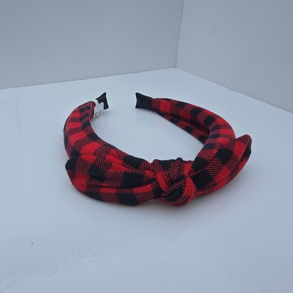 The Unbranded Brand Accessories - Buffalo Plaid Knotted Headband Womens Red Black Padded Flannel Hair Accessory